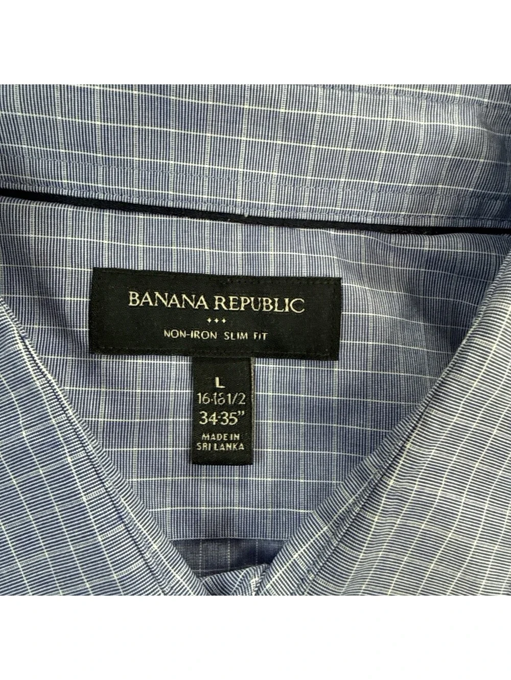 Banana Republic Men's Dress Shirt Medium Blue Non-Iron Slim Fit Long Sleeve